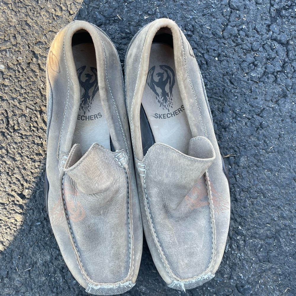 Skechers Men’s Taupe Suede Slip-On Loafers